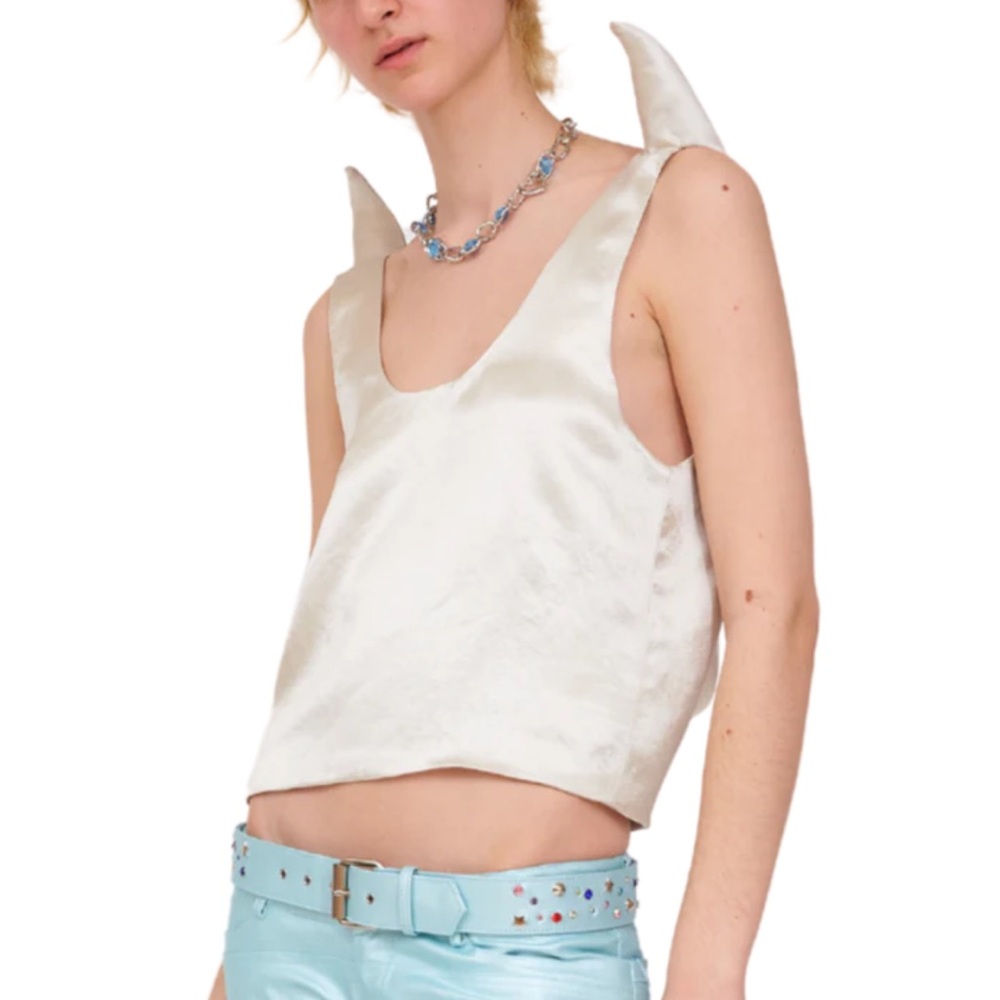 NWT Collina Strada Pearl Satin Howl Horn Tank